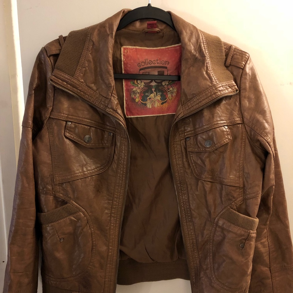 Brown leather jacket from Nordstrom
